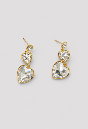Aretes Corazones de Cristal Transparentes
