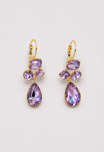Aretes Mosaico de Cristales Lila