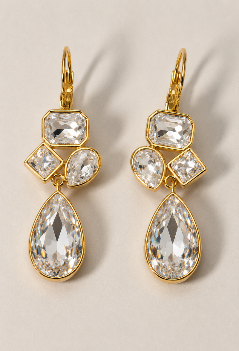 Aretes Mosaico de Cristales Transparentes BYBLA - vista 2
