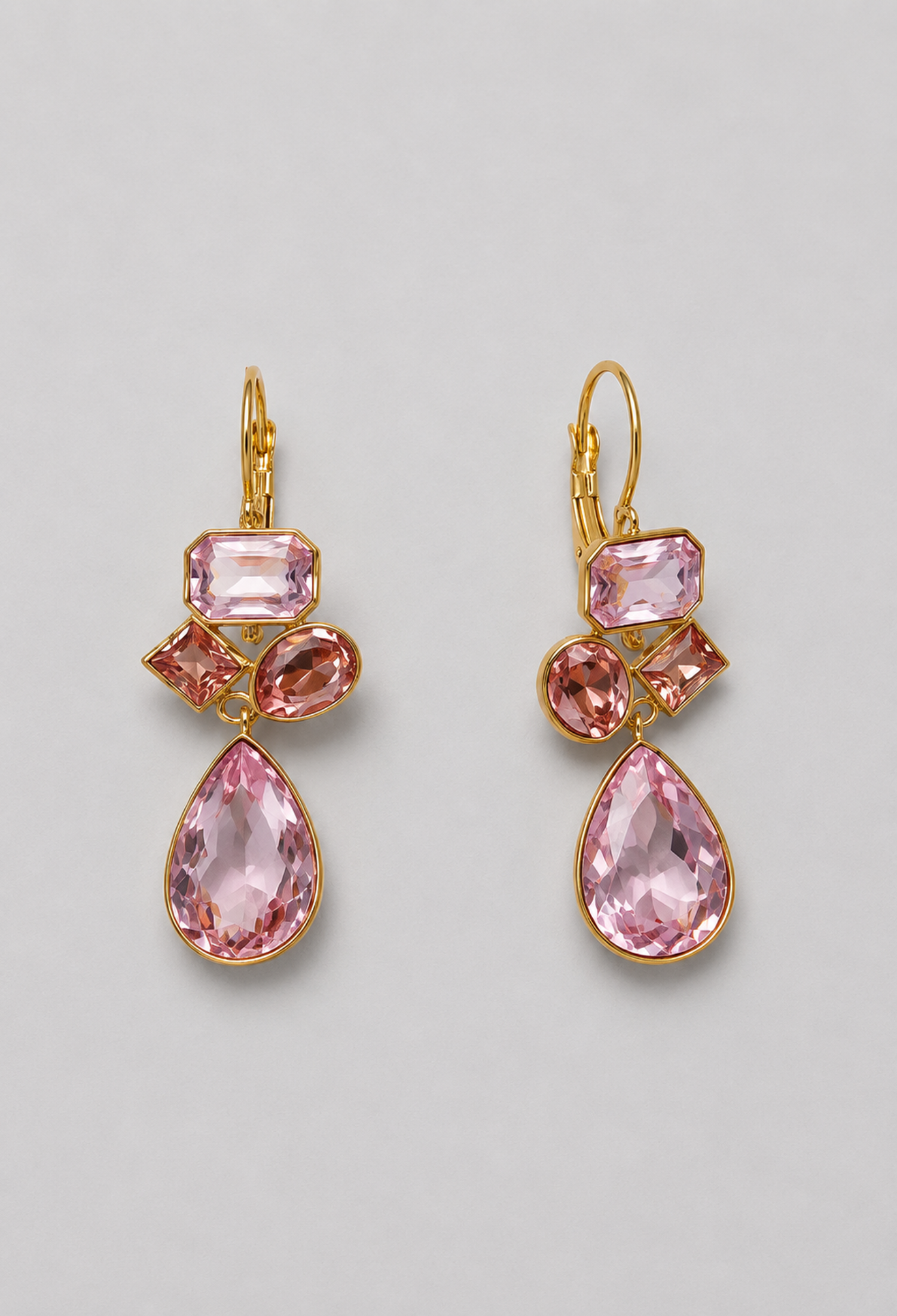 Aretes Mosaico de Cristales Rosa BYBLA