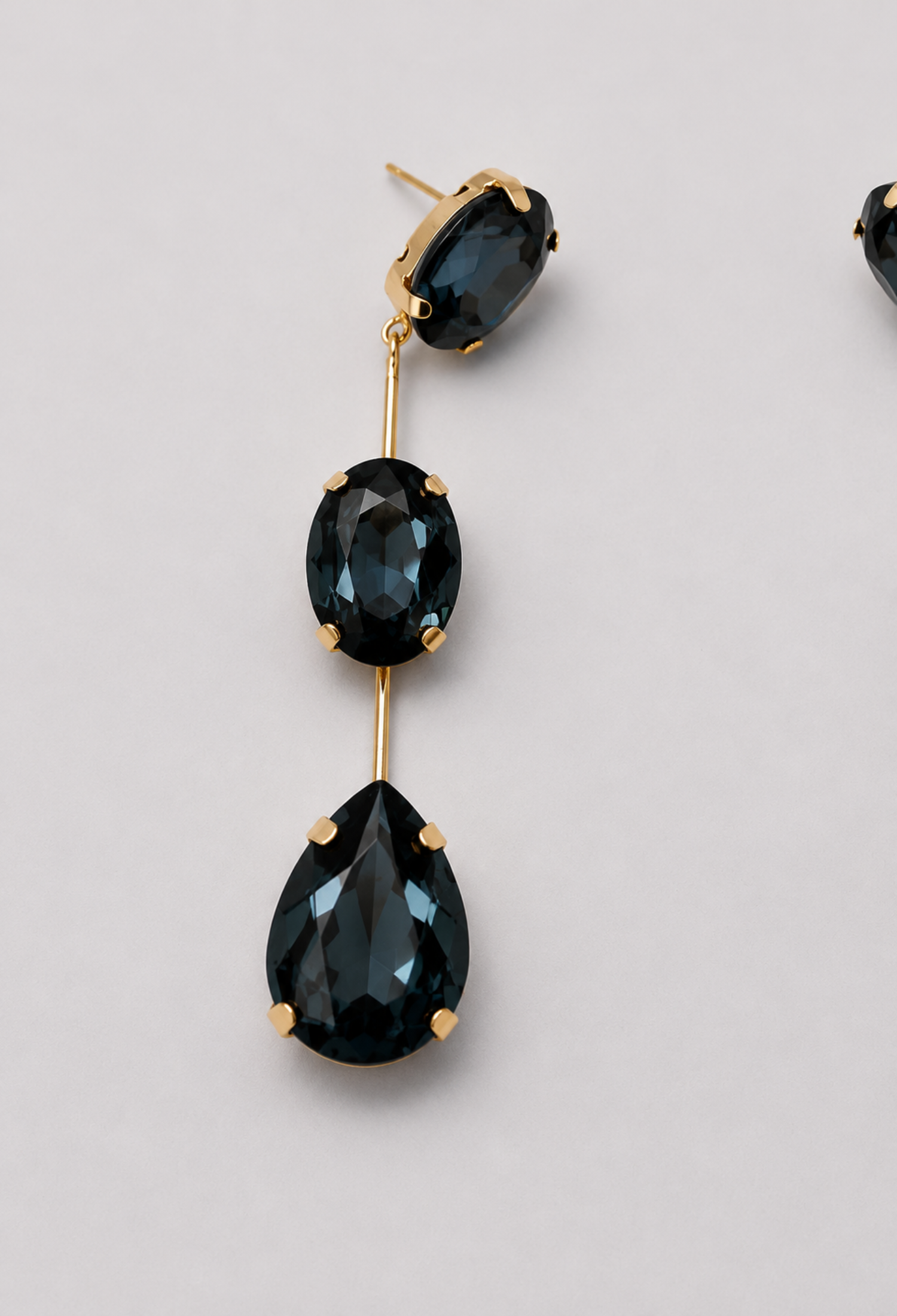 Aretes Colgantes Tres Cristales Azul Noche BYBLA - vista 2