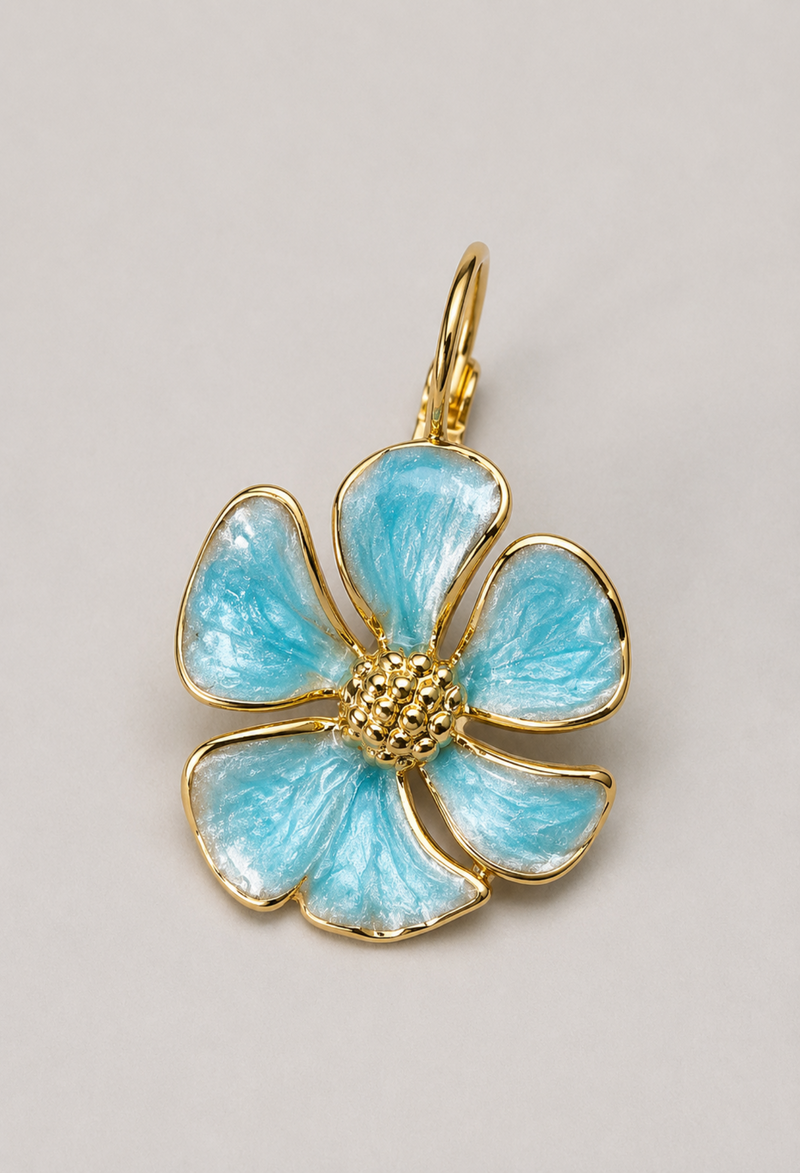 Aretes Flor Esmaltada Azul Cielo BYBLA - vista 2