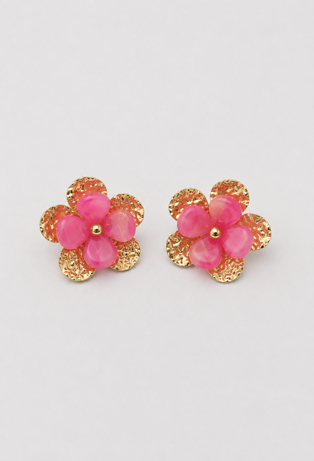 Aretes Flor Rosa y Dorado BYBLA