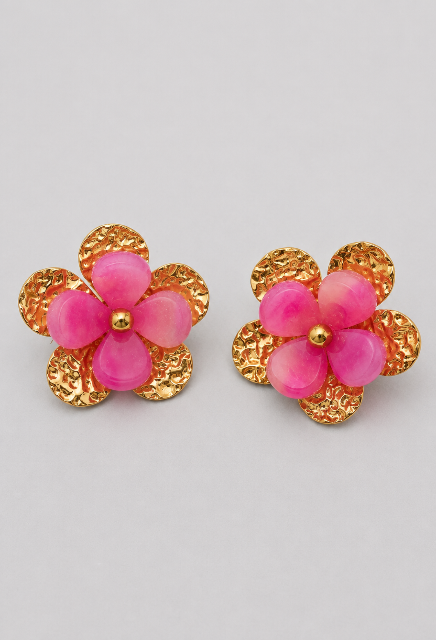 Aretes Flor Rosa y Dorado BYBLA - vista 2