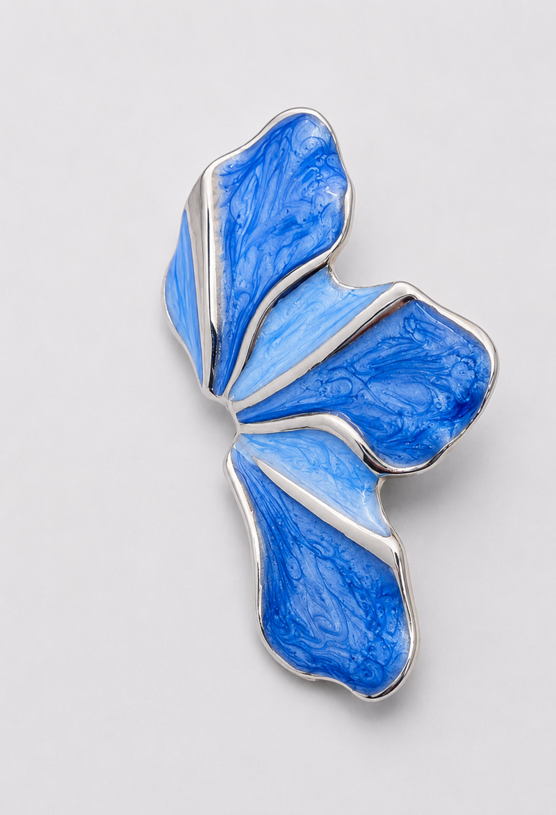 Aretes Ala de Mariposa Esmaltada Azul BYBLA - vista 2