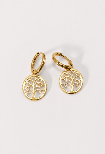 Aretes Candonga Árbol de la Vida Dorados