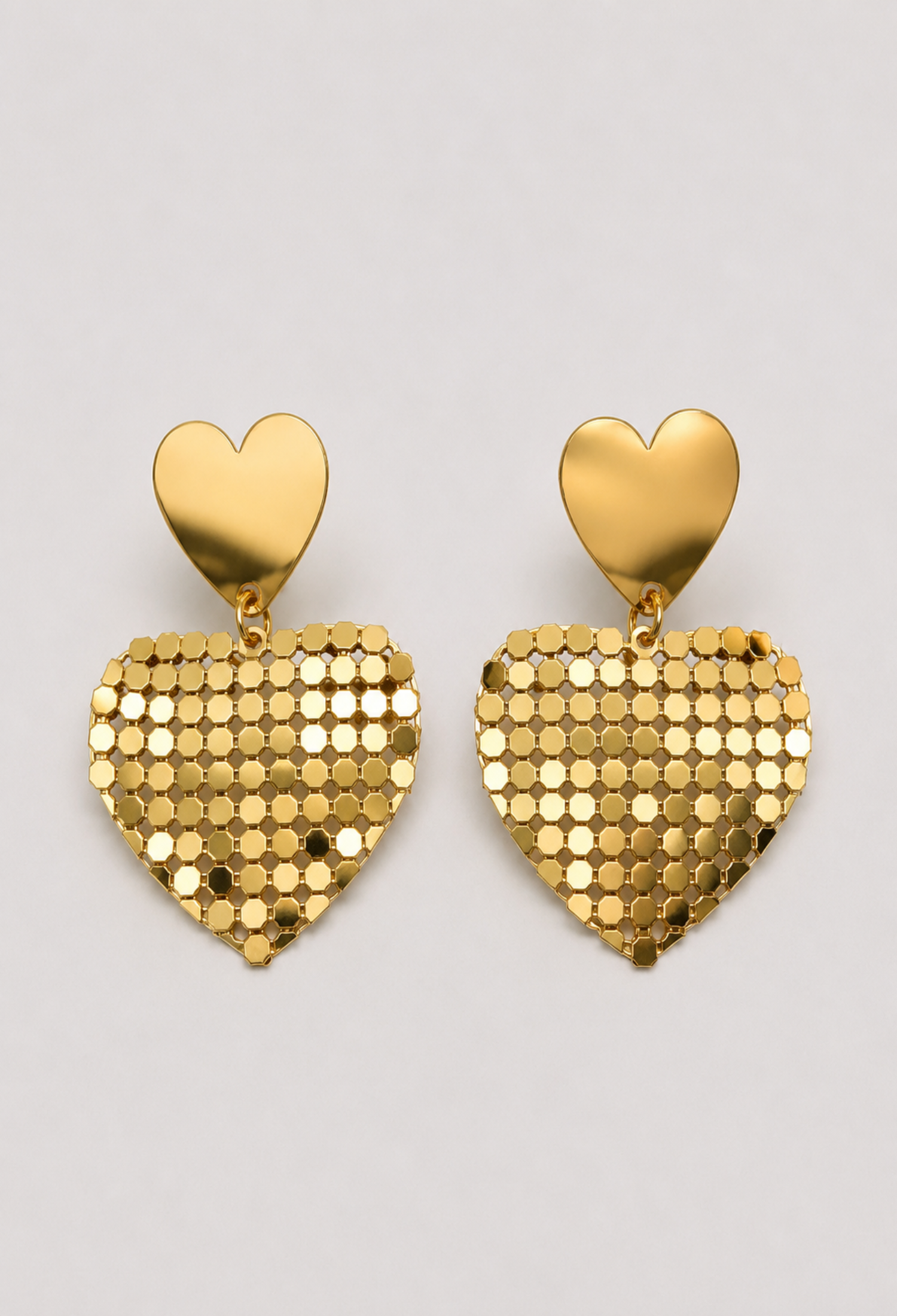 Aretes Corazón Malla Dorada BYBLA - vista 2