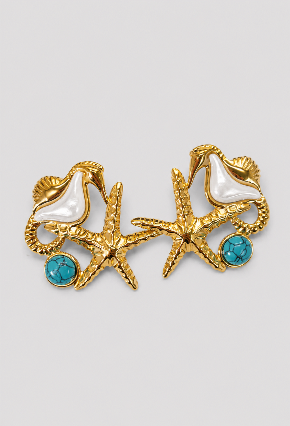 Aretes Estrella de Mar y Caracola Dorados BYBLA