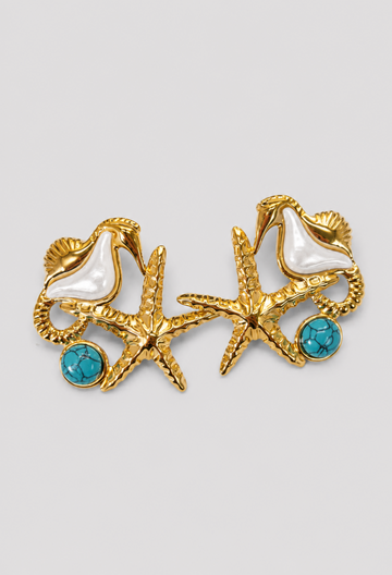 Aretes Estrella de Mar y Caracola Dorados