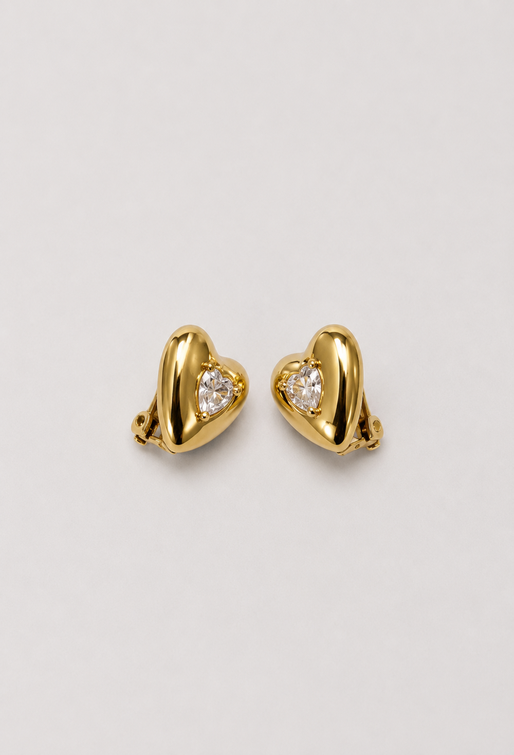 Aretes Topo Corazón Dorado con Cristal BYBLA