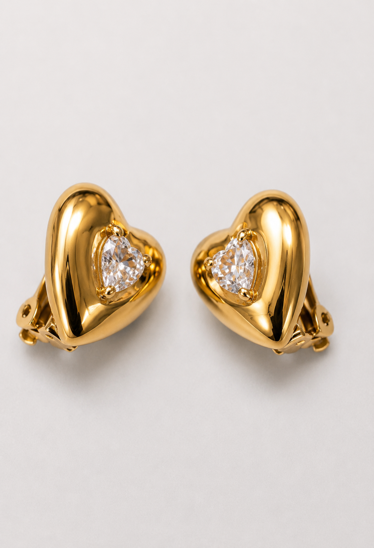 Aretes Topo Corazón Dorado con Cristal BYBLA - vista 2