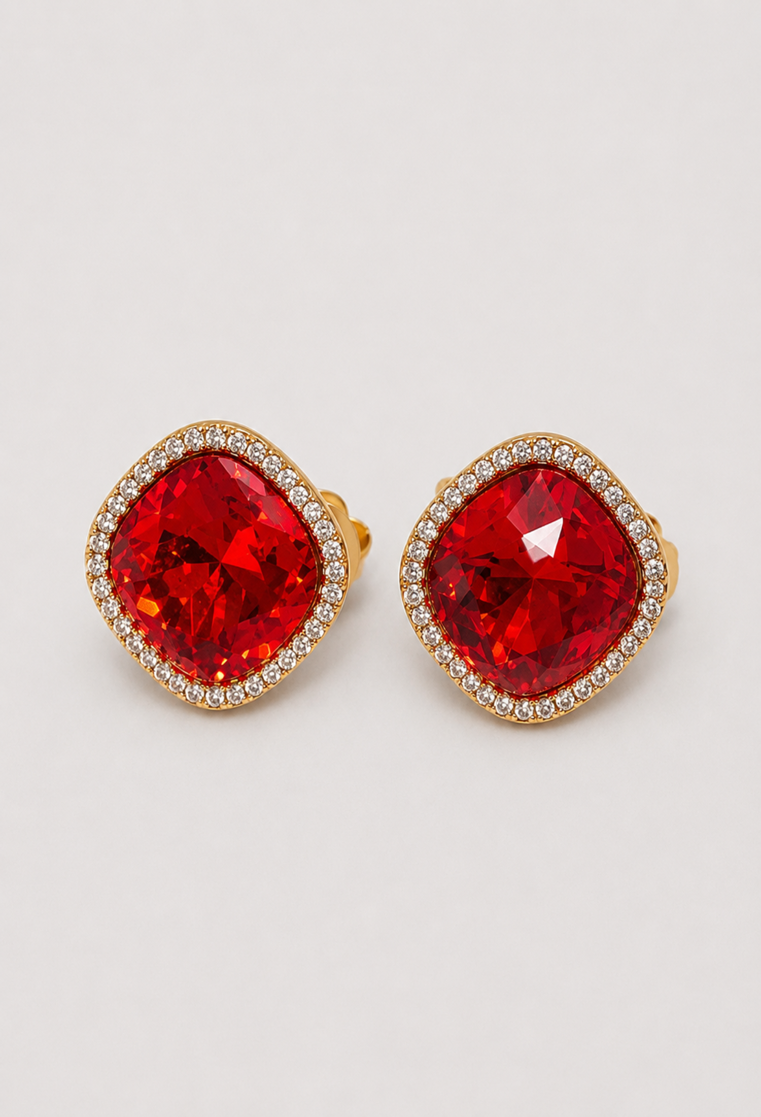Aretes Topo Cristal Rojo con Halo Dorado BYBLA - vista 2