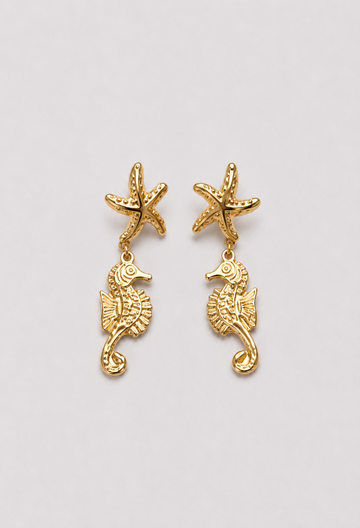 Aretes Caballito de Mar Dorados