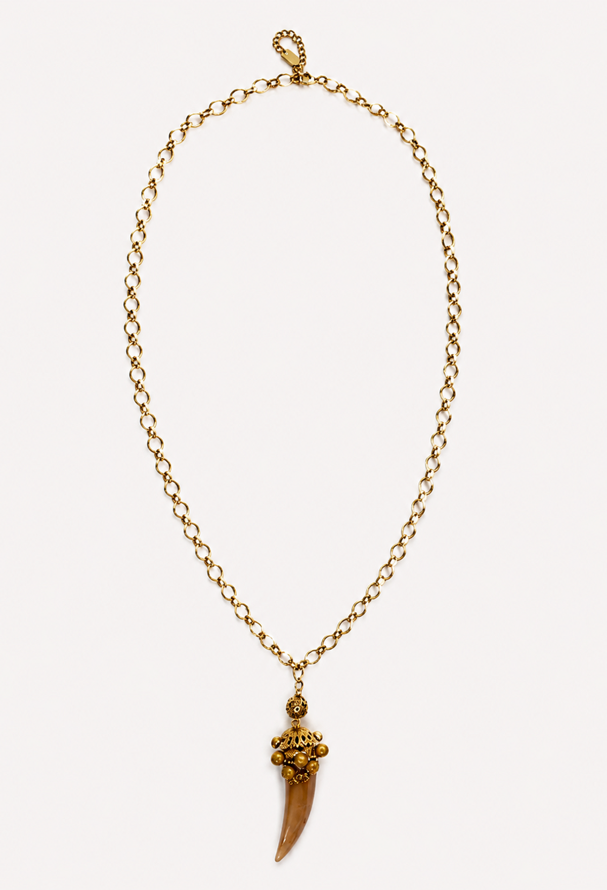 Collar vintage dorado con dije protagonista - Marrones