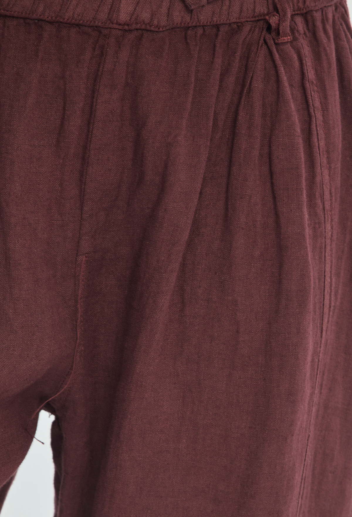 Pantalón Lino Tobillero Pretina Elástica Vinotinto BYBLA - vista 8