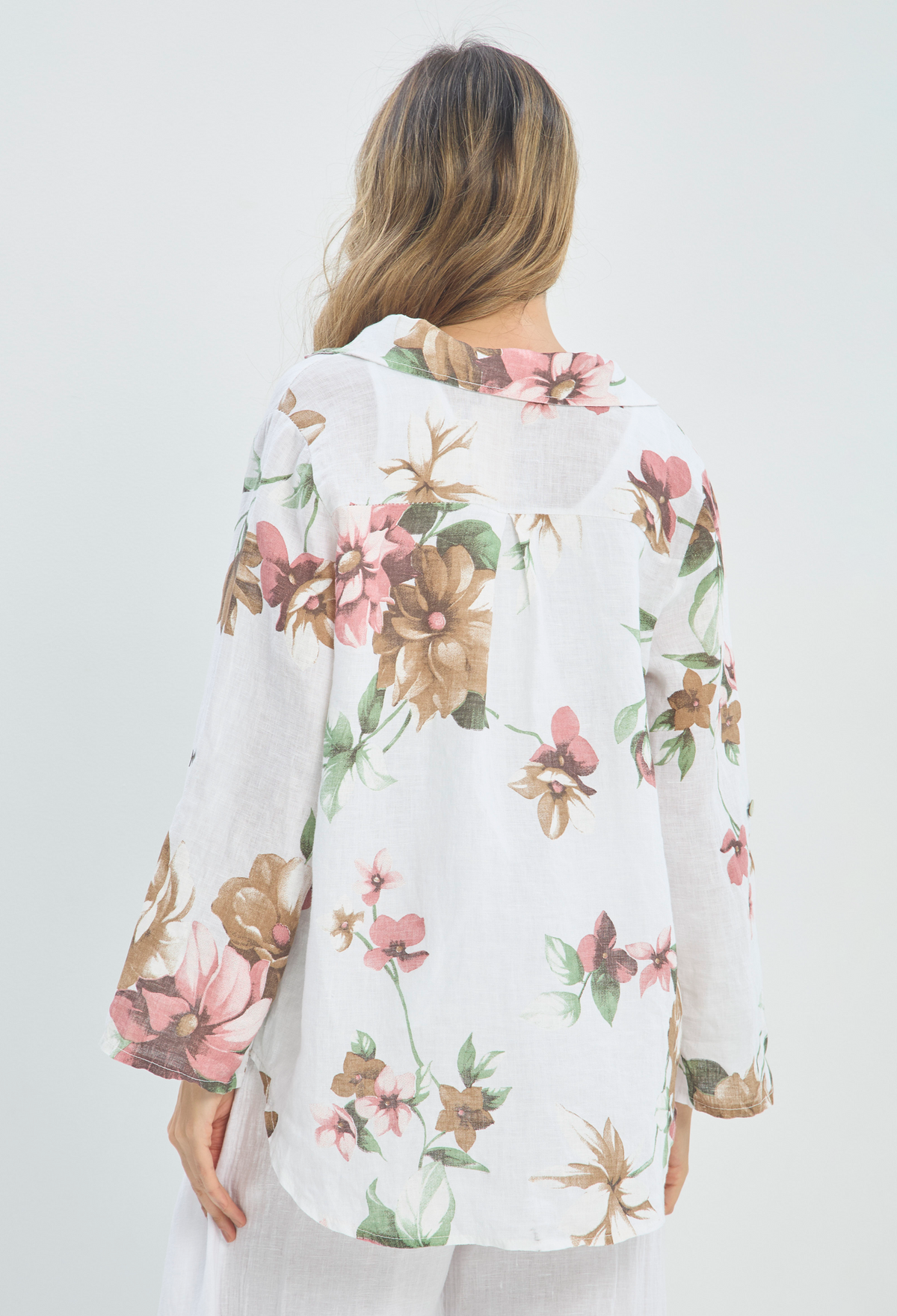 Blusa Lino Estampado Floral Blanca BYBLA - vista 7