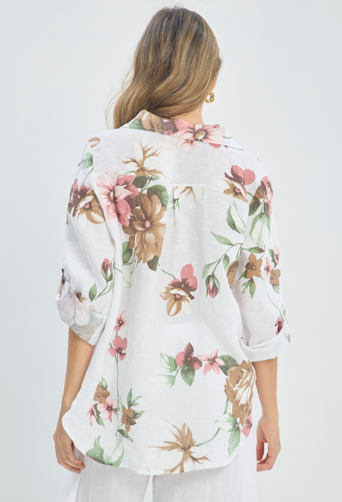 Blusa Lino Estampado Floral Blanca BYBLA - vista 6