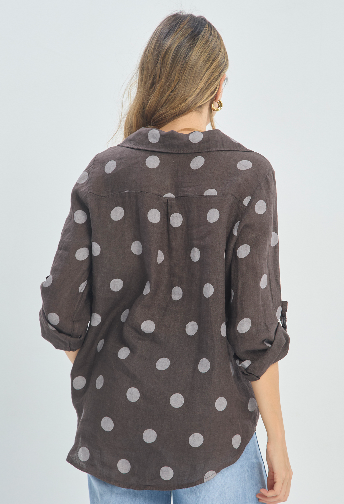 Blusa Lino Lunares Café BYBLA - vista 3