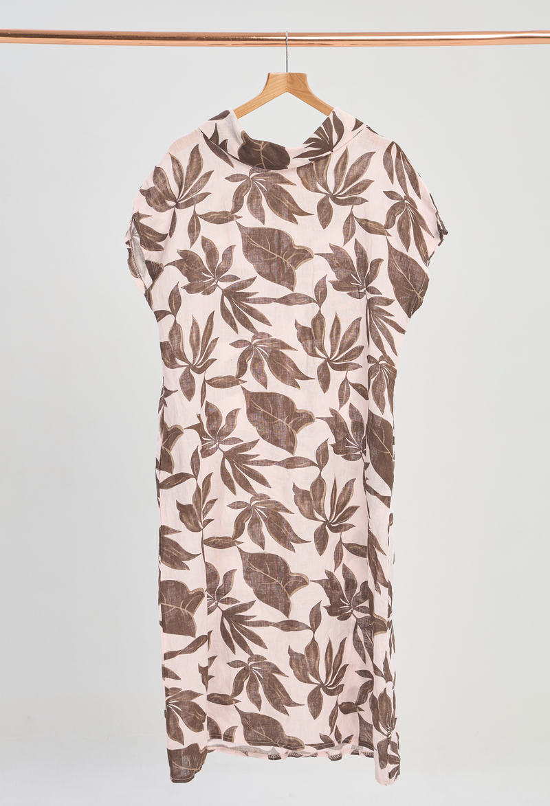 Vestido Largo de Hojas Rosa Suave BYBLA