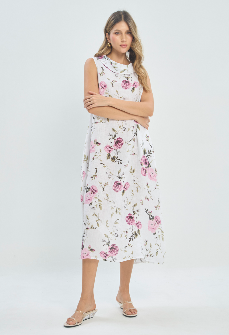 Vestido Largo Rosas Blanco BYBLA - vista 2