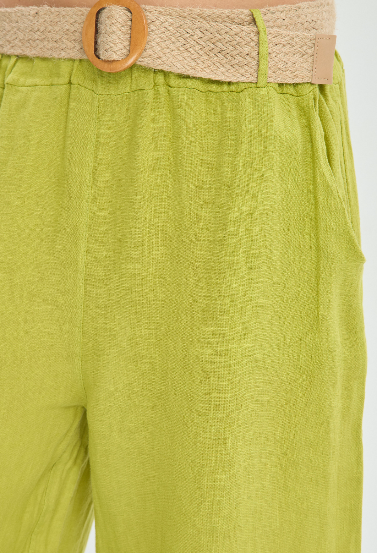 Pantalón Lino Cinturón Verde Limón BYBLA - vista 5