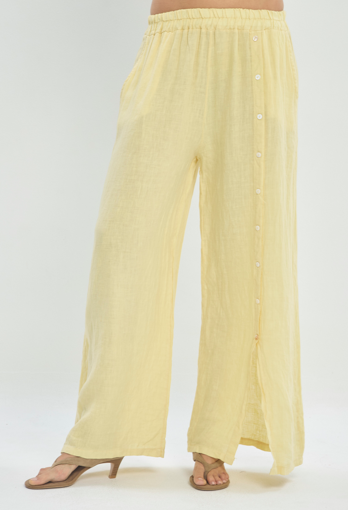 Pantalón en Lino Amarillo Suave BYBLA - vista 2