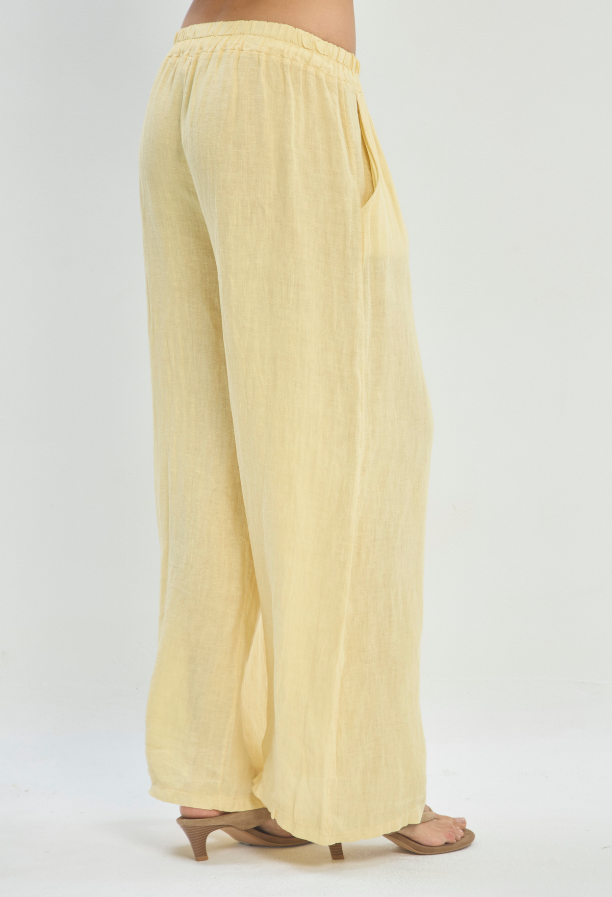 Pantalón en Lino Amarillo Suave BYBLA - vista 4
