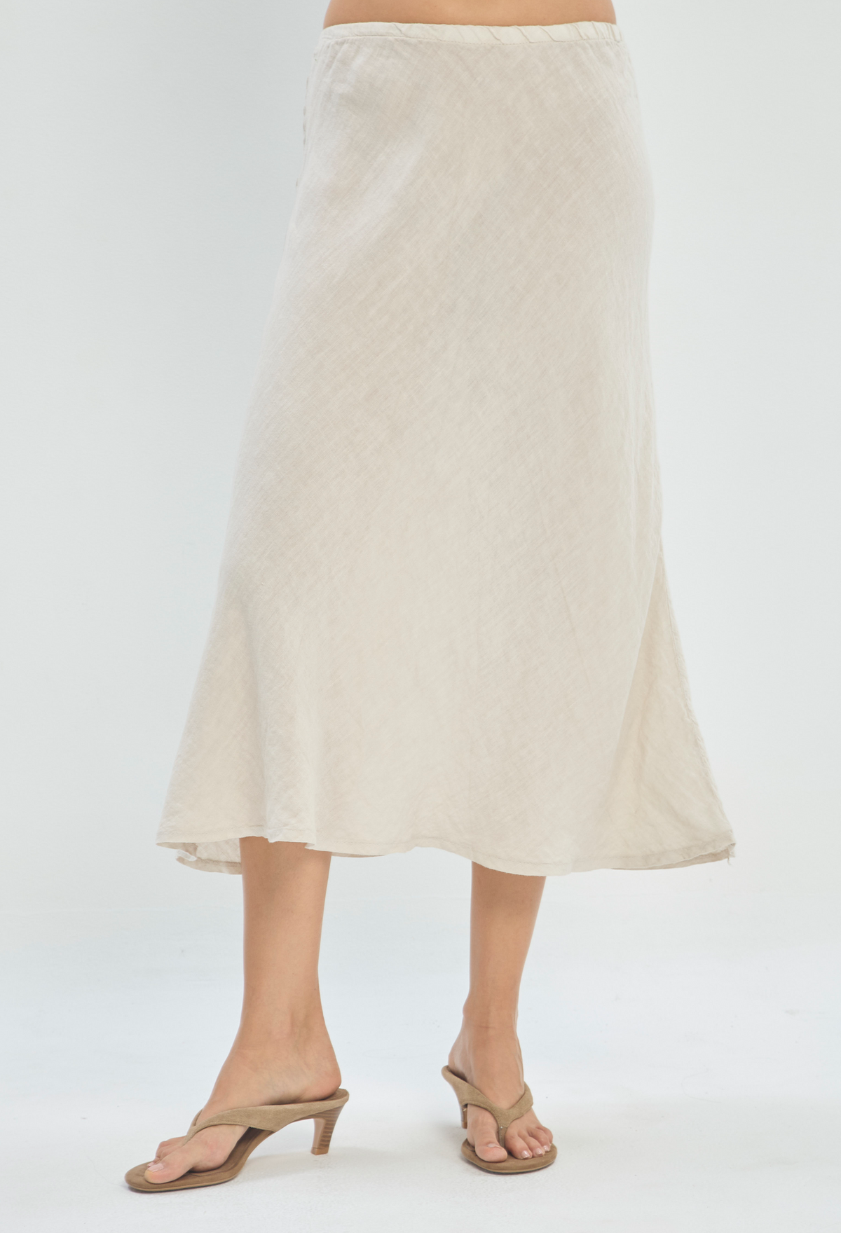 Falda Larga en Lino Beige BYBLA - vista 2