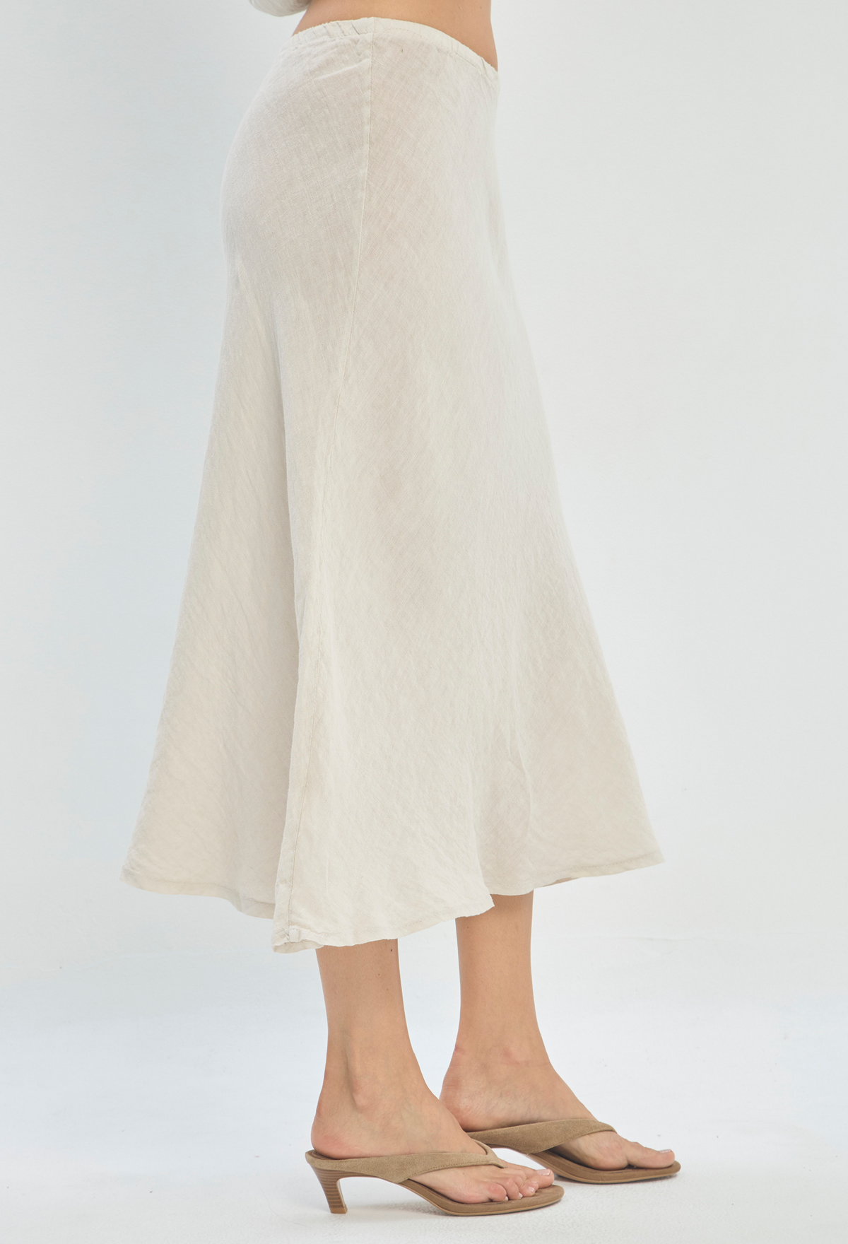 Falda Larga en Lino Beige BYBLA - vista 3