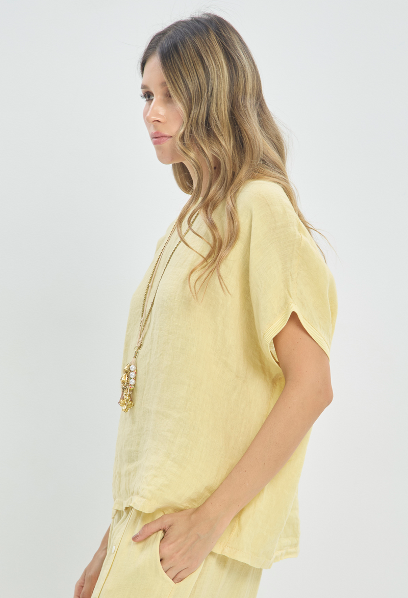 Blusa en Lino Amarillo Suave BYBLA - vista 2