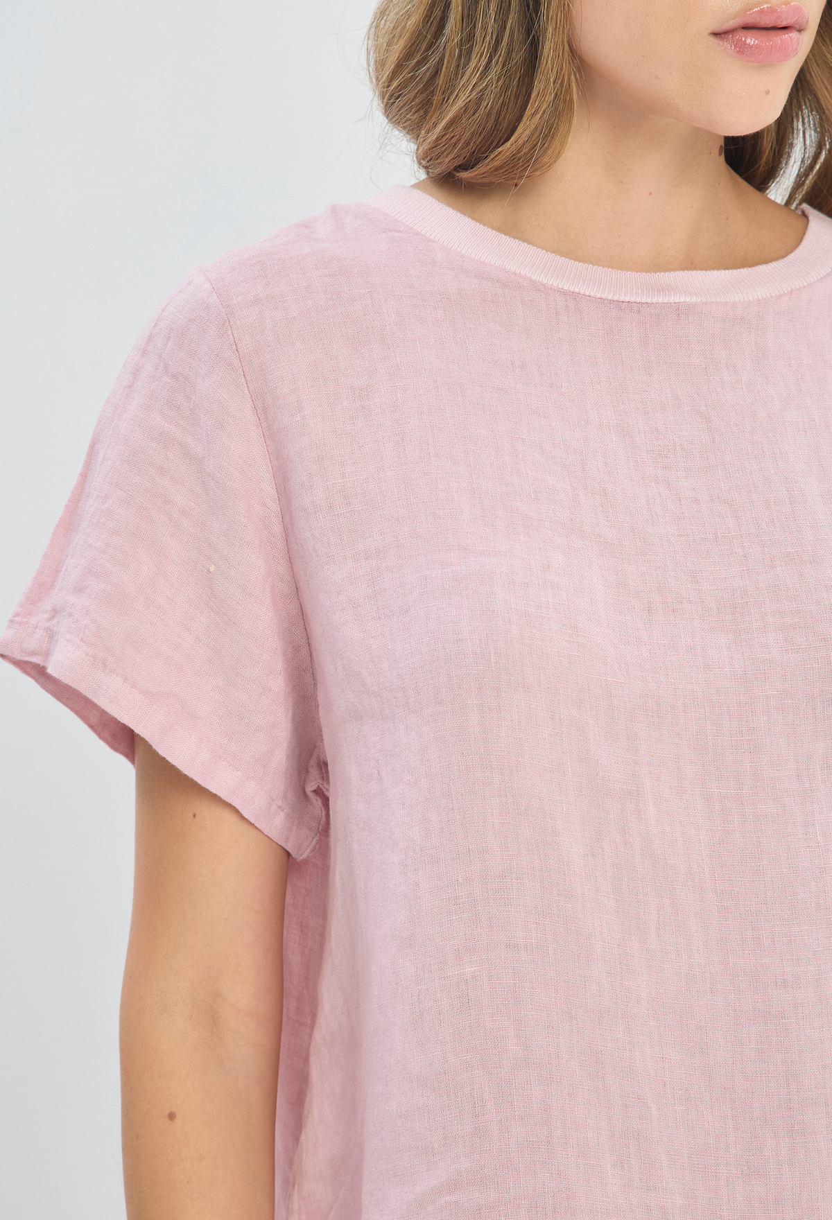 Blusa Lino Manga Corta Rosa BYBLA - vista 6
