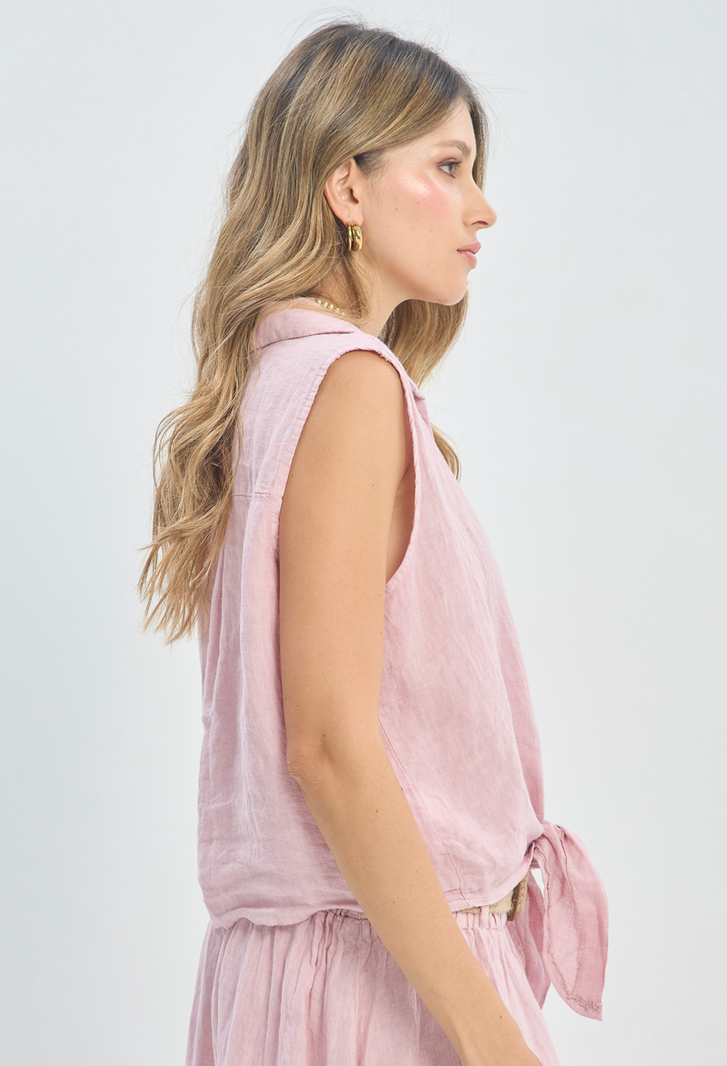 Blusa Anudada en Lino Rosa BYBLA - vista 2