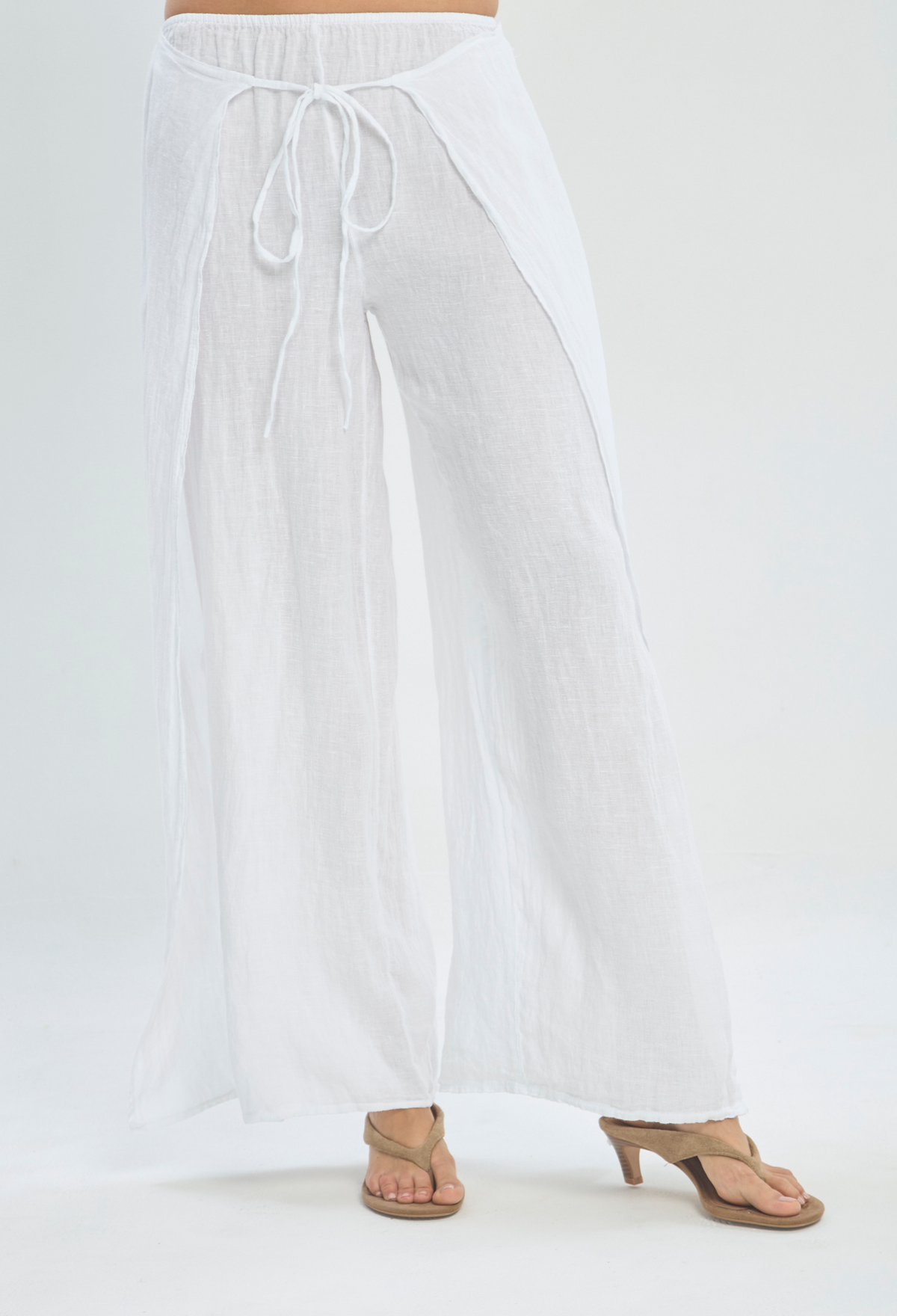 Pantalón en Lino Blanco con Aberturas BYBLA - vista 2