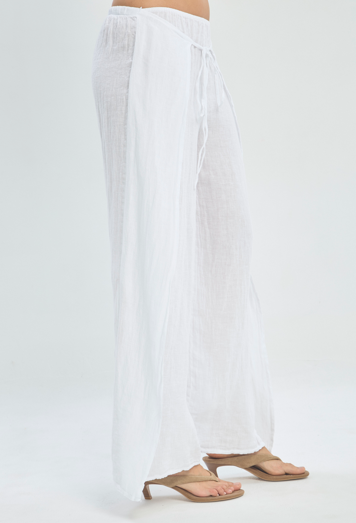 Pantalón en Lino Blanco con Aberturas BYBLA - vista 3