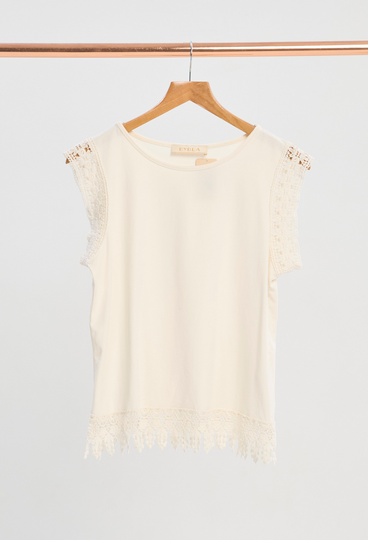 Blusa Algodón con Encaje Crema BYBLA