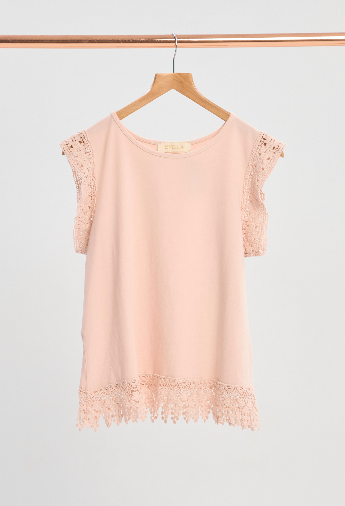 Blusa Algodón con Encaje Rosa Palo BYBLA