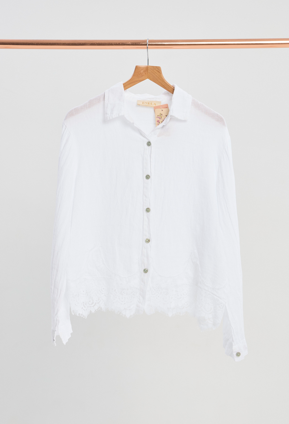 Blusa Lino Encaje Blanca BYBLA