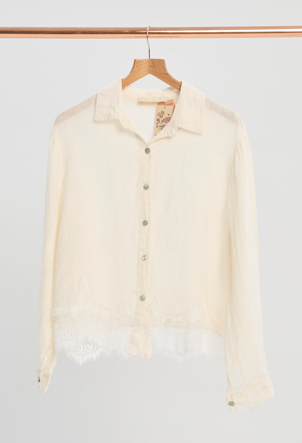 Blusa Lino Encaje Marfil BYBLA