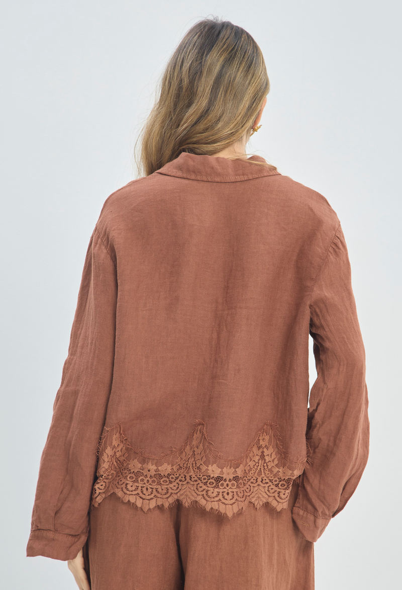 Blusa Manga Larga Encaje Terracota BYBLA - vista 2