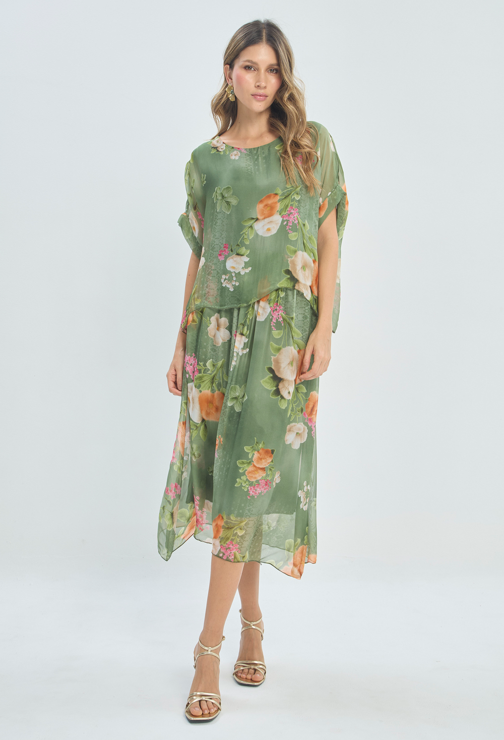 Vestido Largo Floral Verde BYBLA