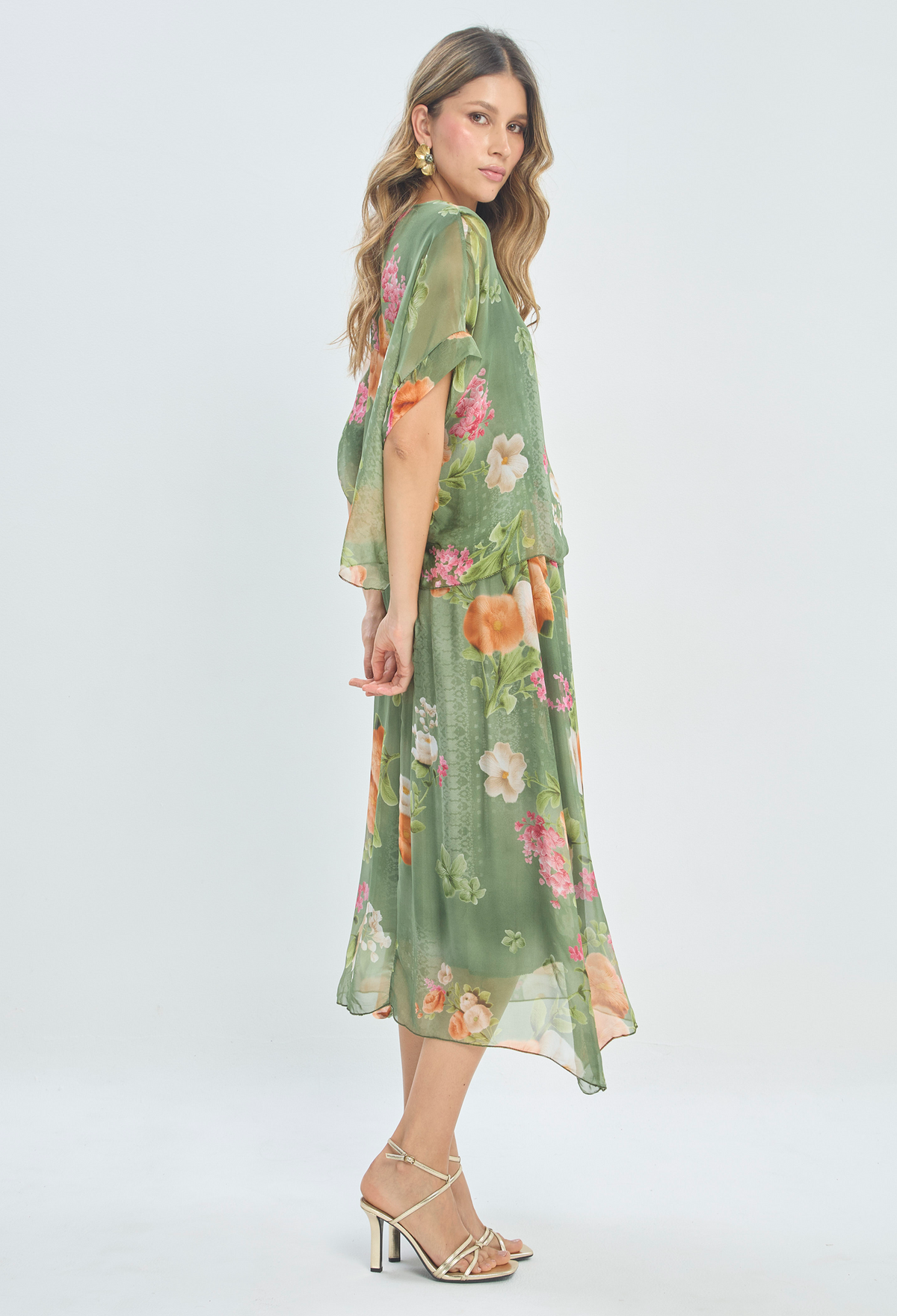 Vestido Largo Floral Verde BYBLA - vista 2
