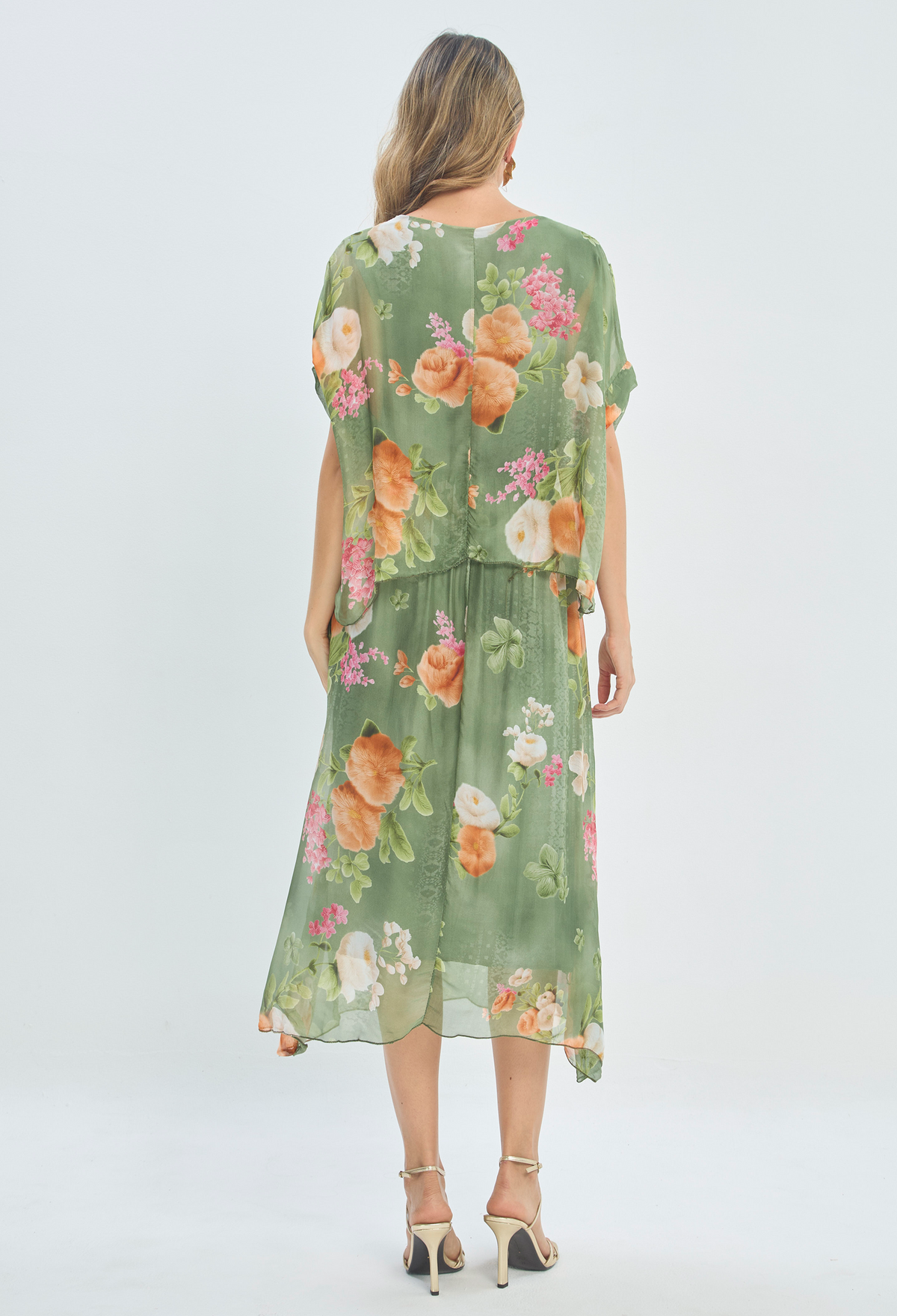 Vestido Largo Floral Verde BYBLA - vista 3