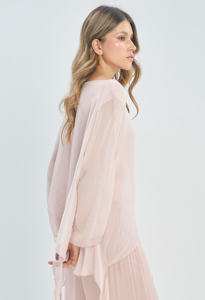 Blusa Seda Capas Rosa Pastel BYBLA - vista 2