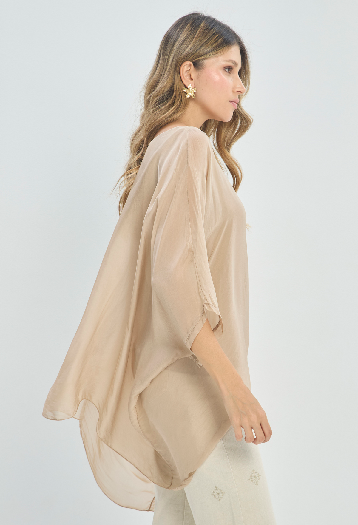 Blusa Seda Manga Amplia Champaña BYBLA - vista 2