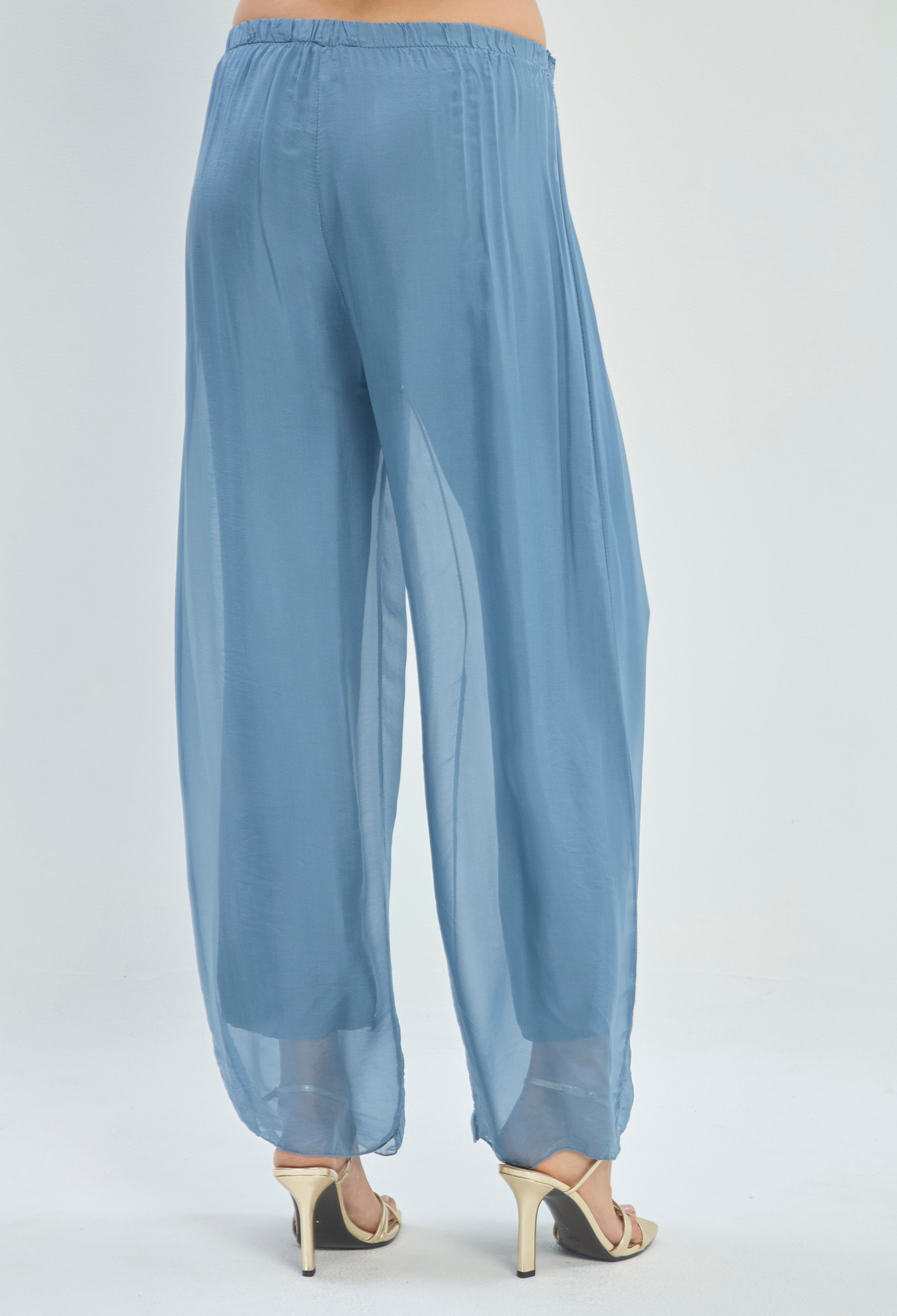Pantalón en Seda Azul Acero BYBLA - vista 4