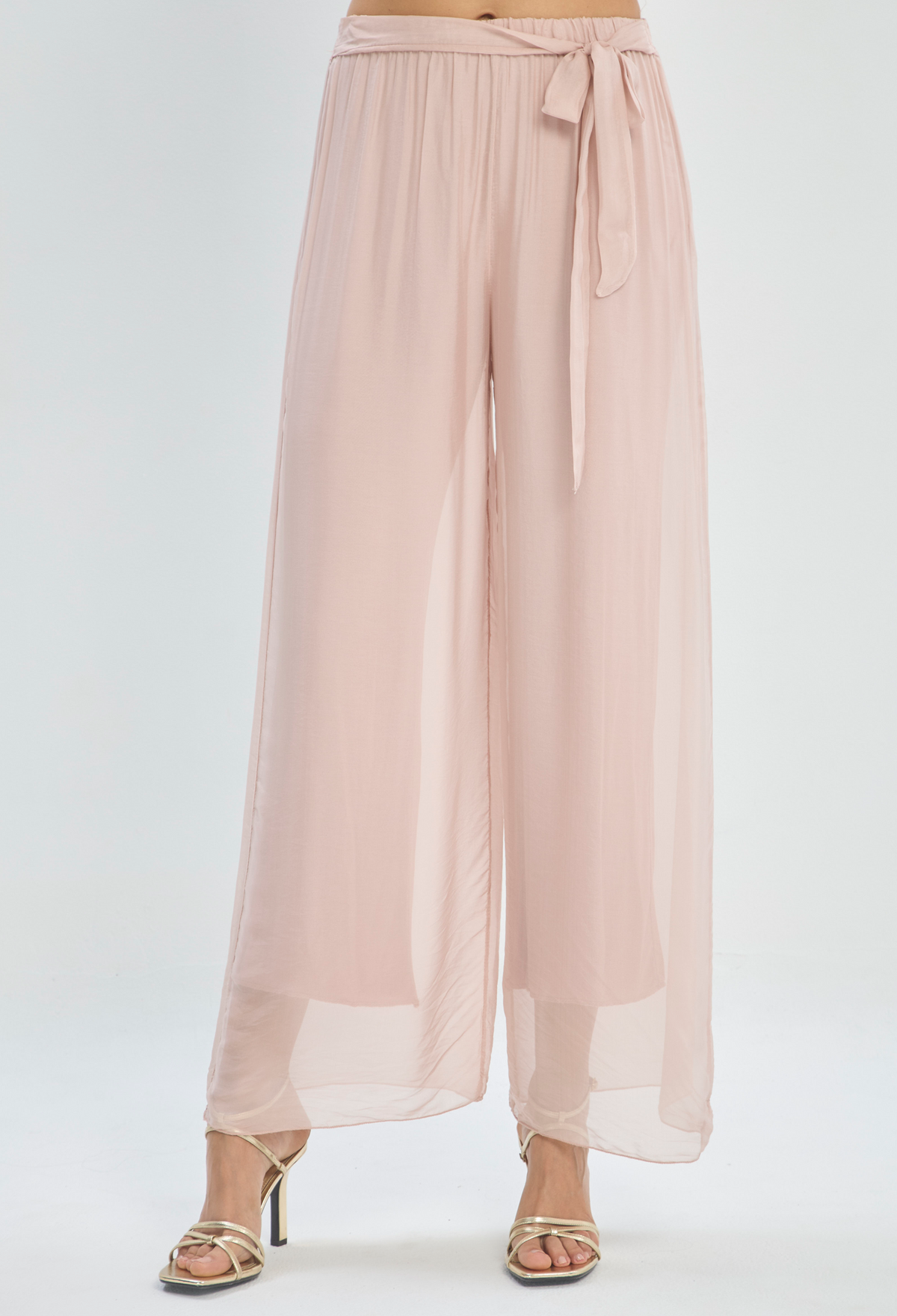 Pantalón en Seda Rosa Empolvado BYBLA - vista 2
