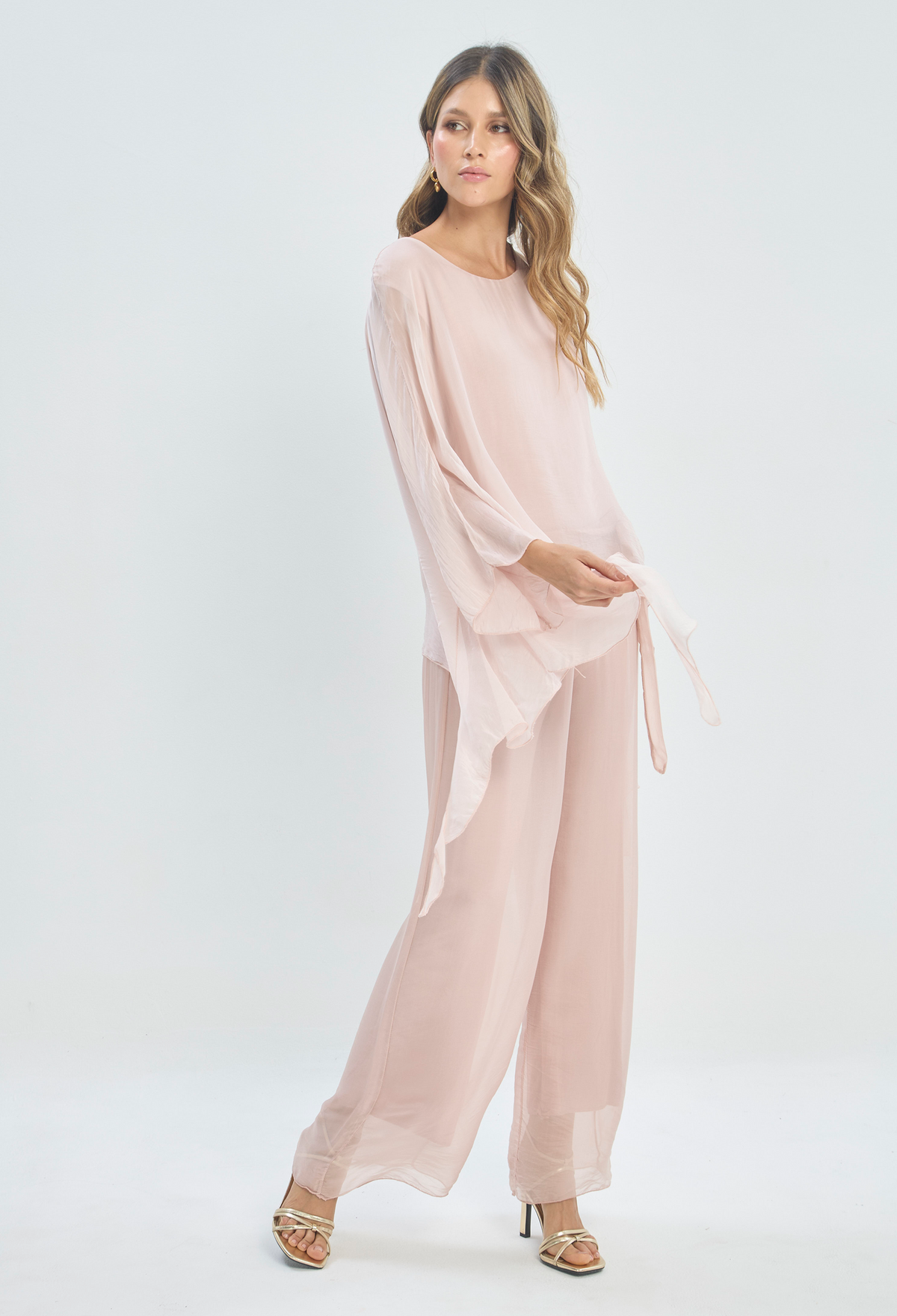 Pantalón en Seda Rosa Empolvado BYBLA - vista 6