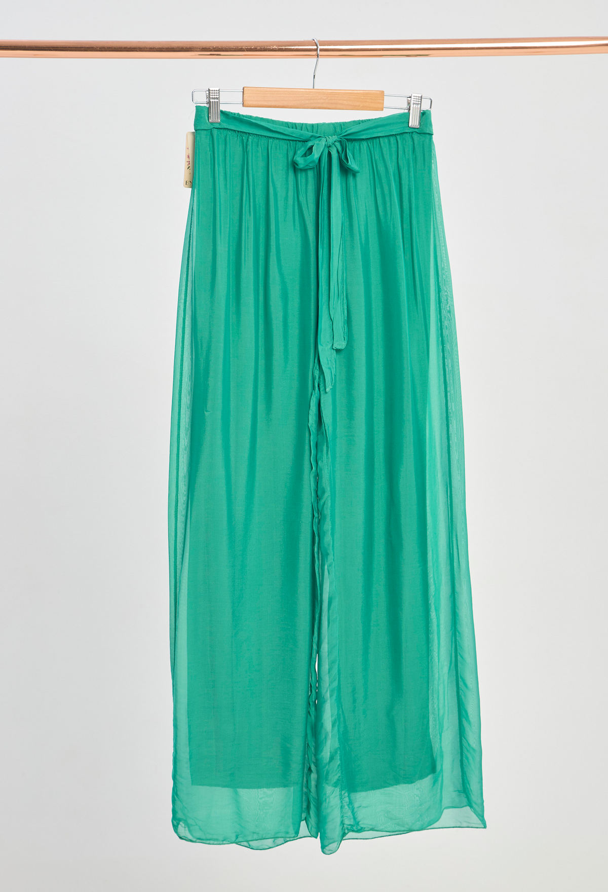 Pantalón en Seda Verde Esmeralda BYBLA