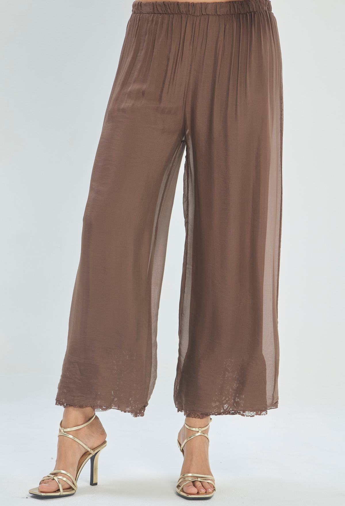 Pantalón en Seda Ruedo de Encaje BYBLA - vista 2