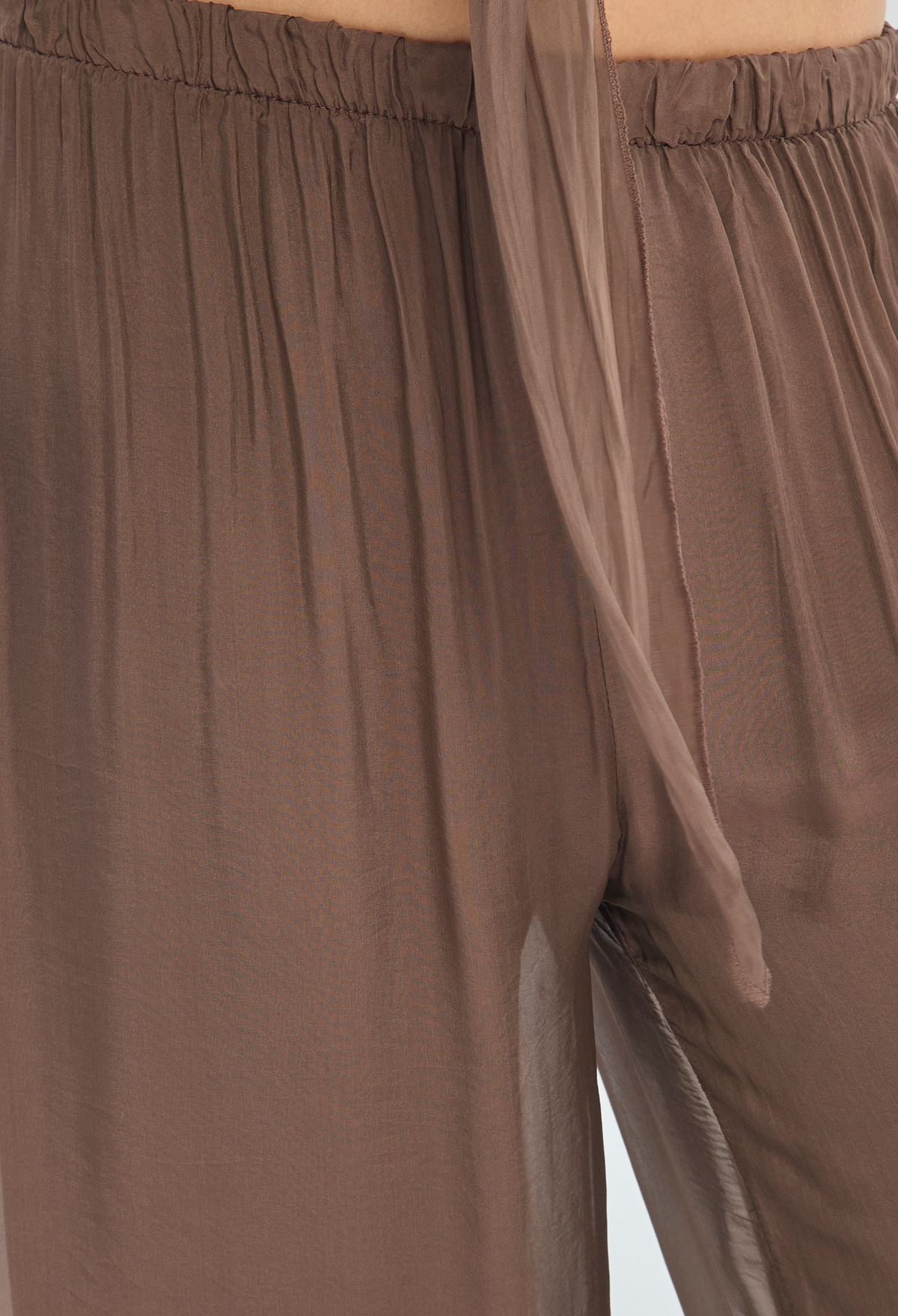 Pantalón en Seda Ruedo de Encaje BYBLA - vista 5